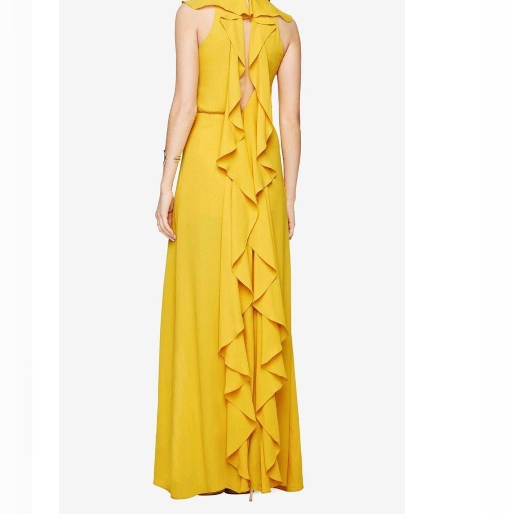 BCBG MAX AZRIA LIGHT
SUNFLOWER ANGELIKA RUFFLED GEORGETTE GOWN - Picture 2 of 4
